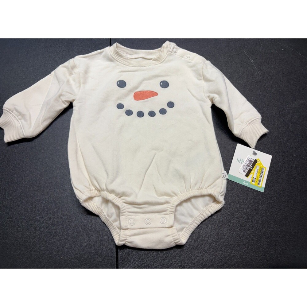Carter's Long sleeve bodysuit Size 6 months Snowman Face - NWT